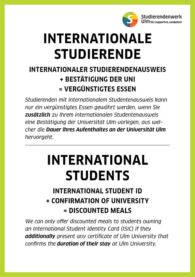 International Students vergünst. Essen