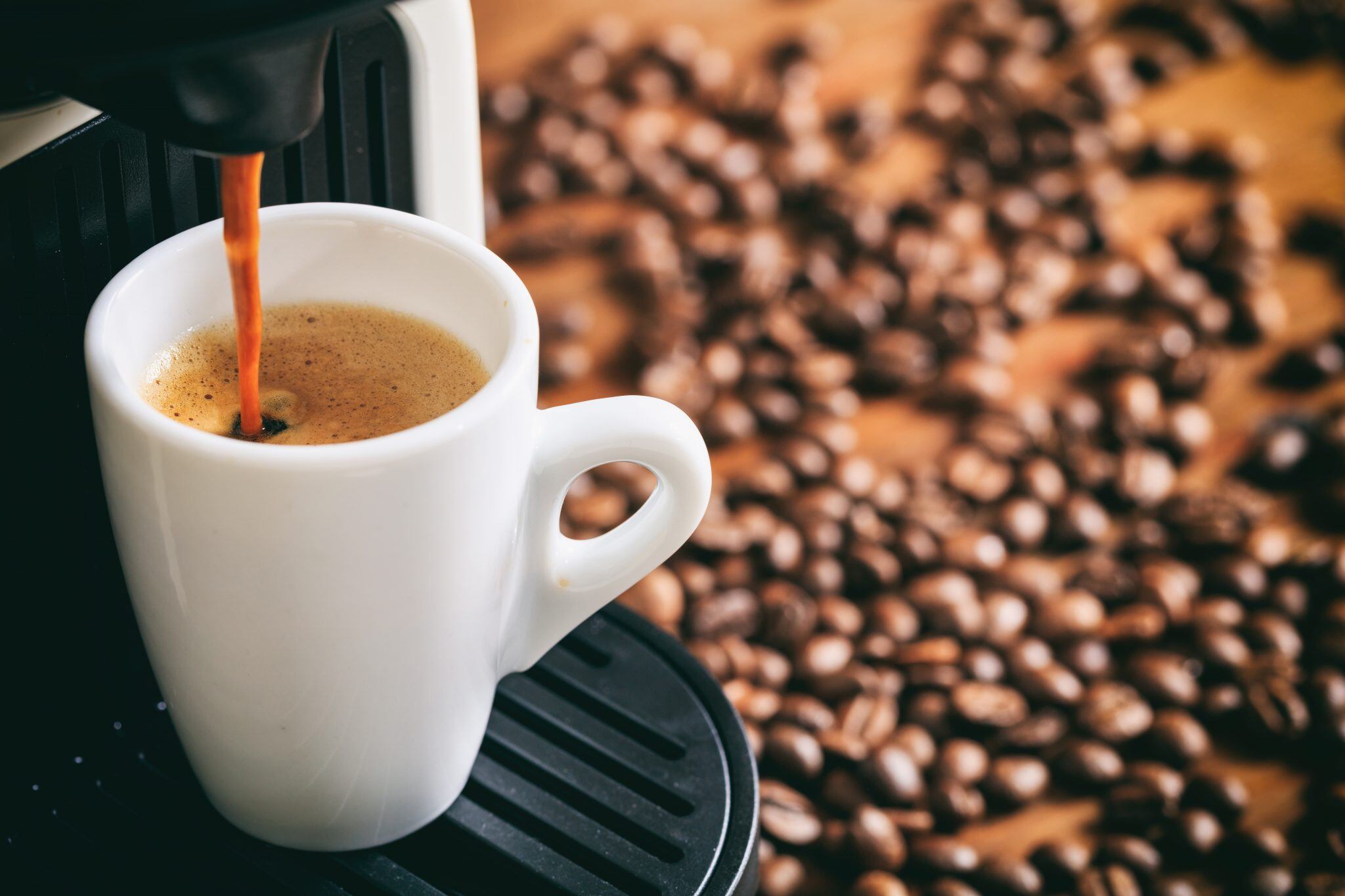 Espresso,Coffee,Maker,Machine,On,A,Kitchen,Table.,Blur,Coffee